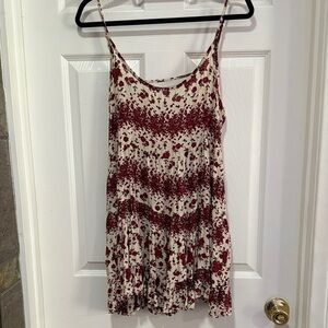Brandy Melville Burgundy and Cream Floral Tank Top